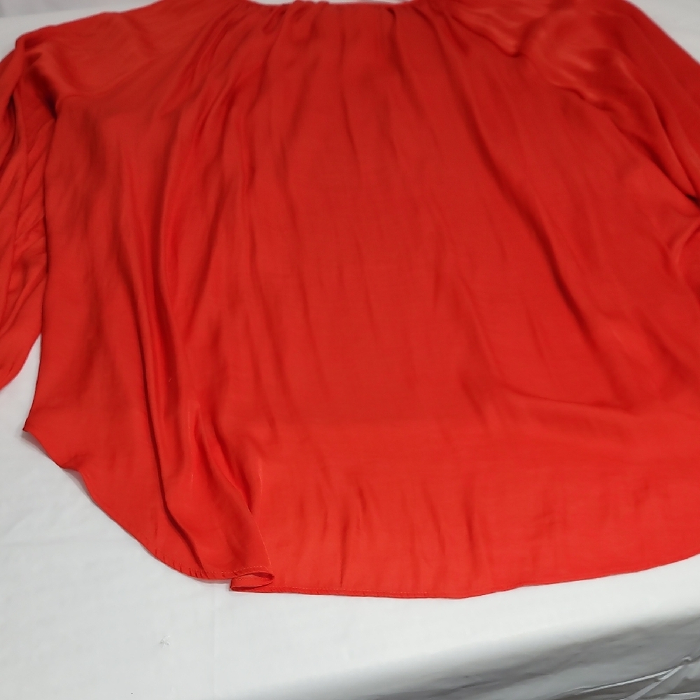 Jennifer Lopez Orange 3/4 Sleeve Tie Front Blouse - Picture 7 of 8
